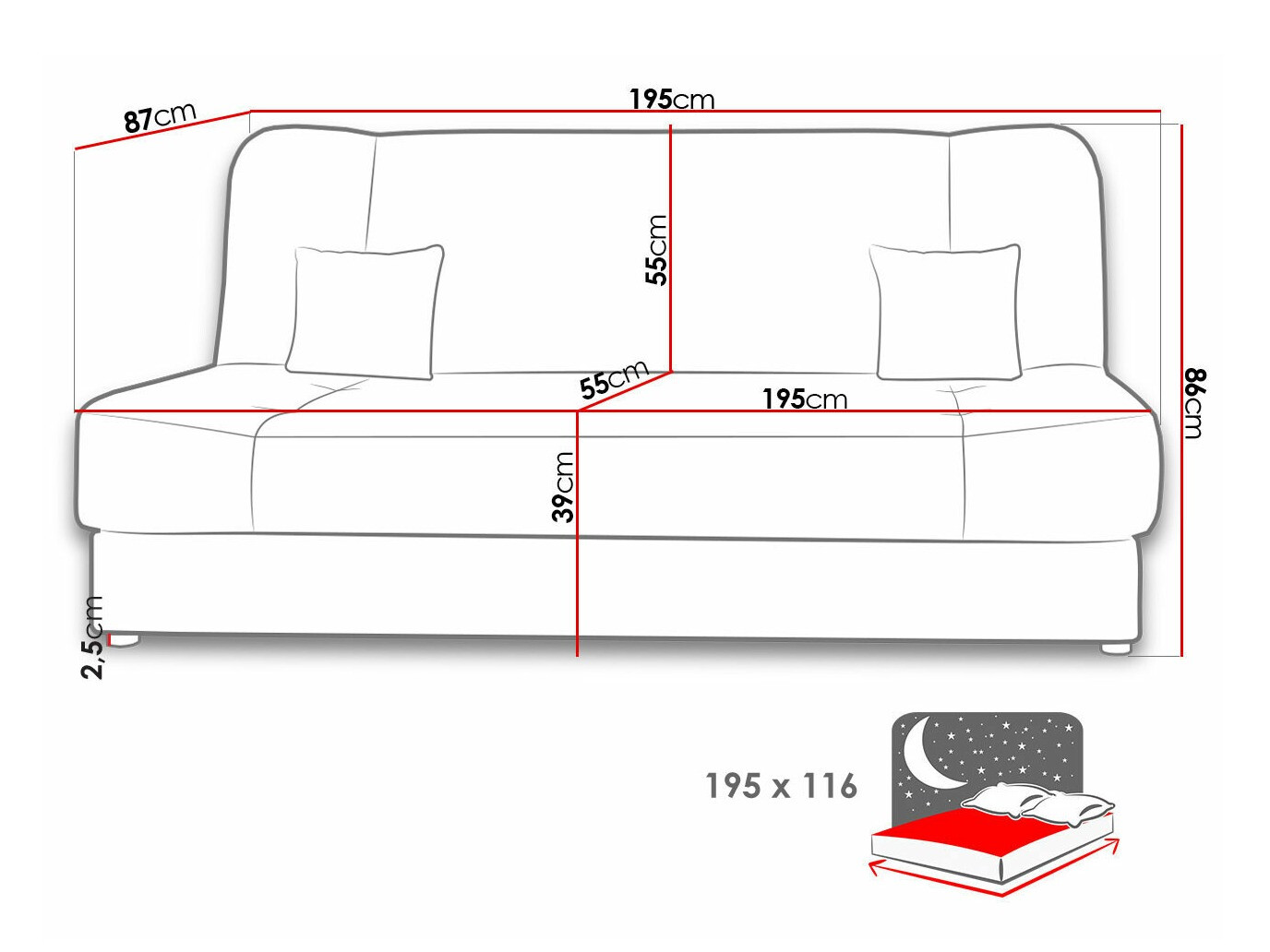 Dīvāns gulta Comfivo 136 (Poso 14)