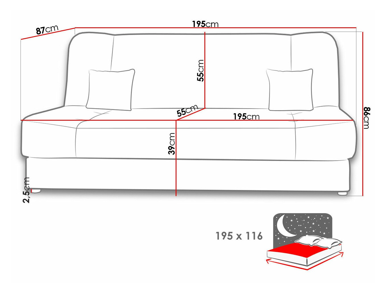 Dīvāns gulta Comfivo Cera III (Poso 100)