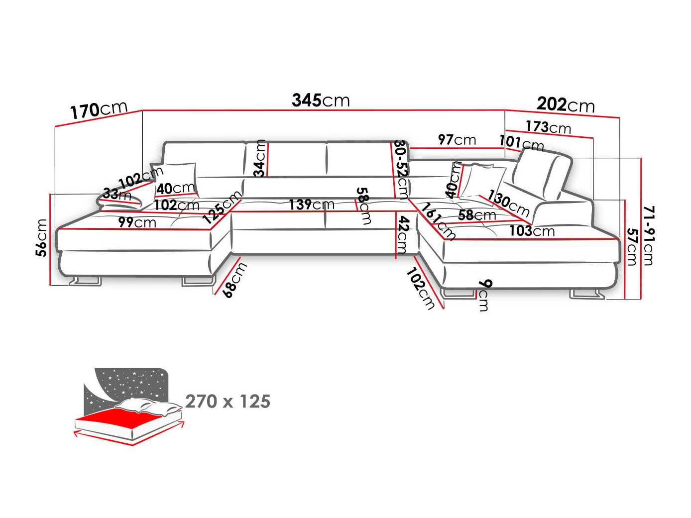 Stūra dīvāns Comfivo 138 (Poso 100)
