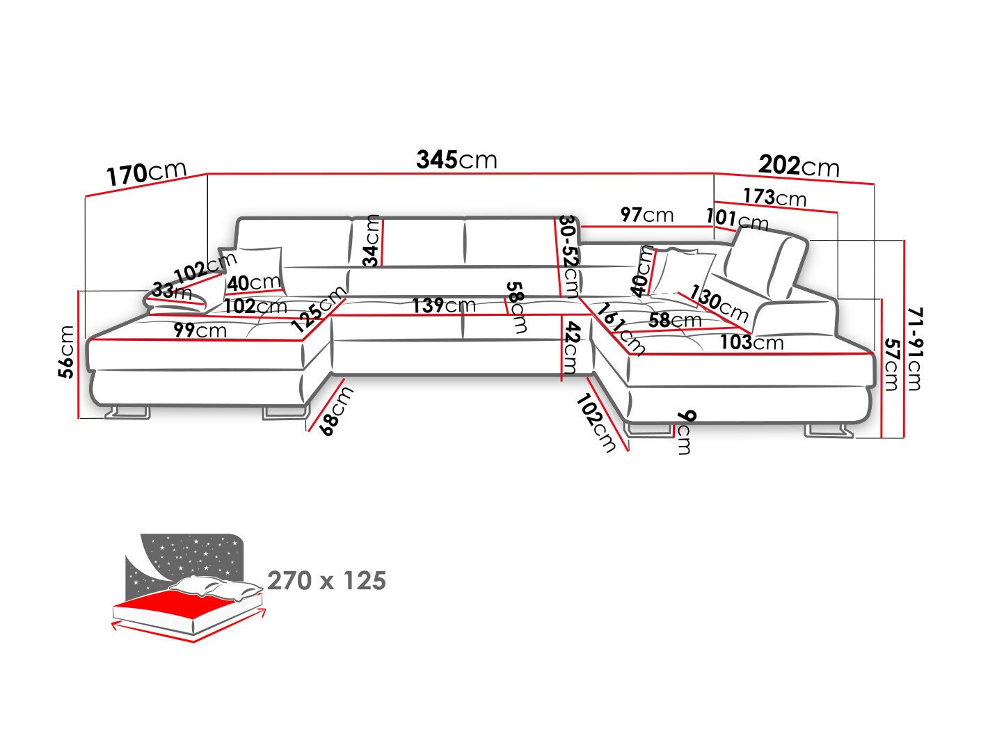 Stūra dīvāns Comfivo 138 (Poso 100)