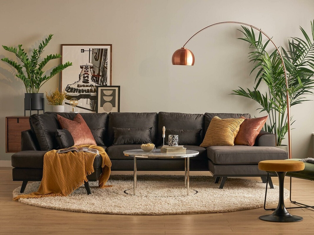 Stūra dīvāns Floromo 121 (Monolith 95)