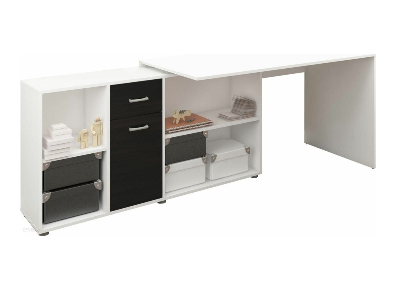 Stūra rakstāmgalds Gilroy 113 (Balts + Glancēts melns)