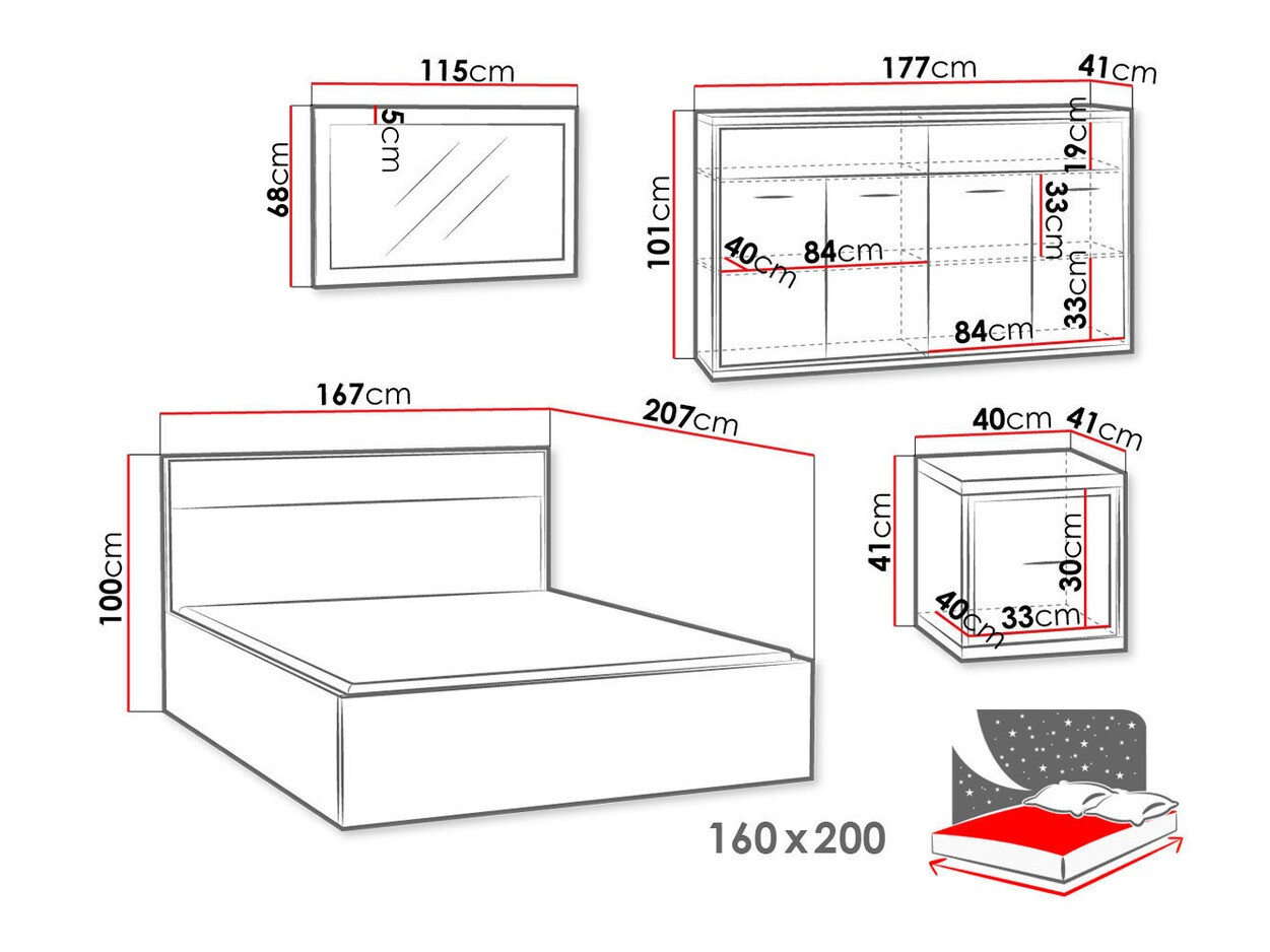 Спальный гарнитур Etrmoni 122 (Светлое дерево + Дуб)