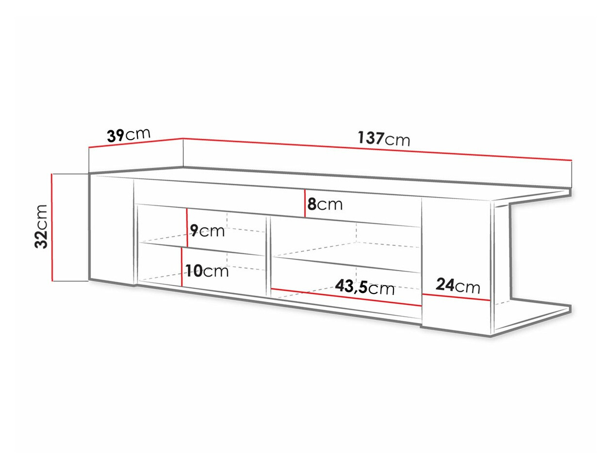 TV galds Nashville 113 (Balts + Glancēts balts)