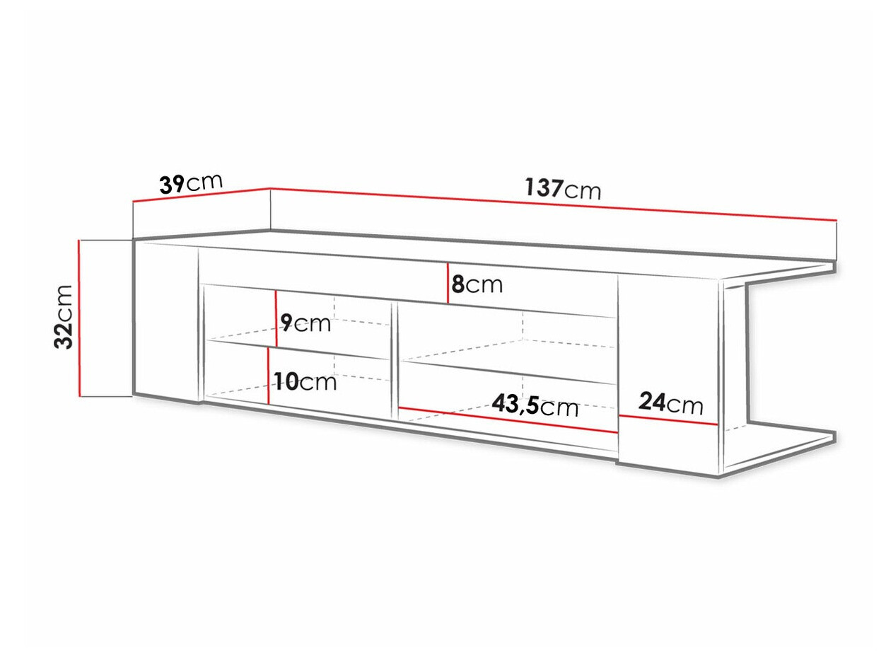 TV galds Ver (Melns + Glancēts melns)