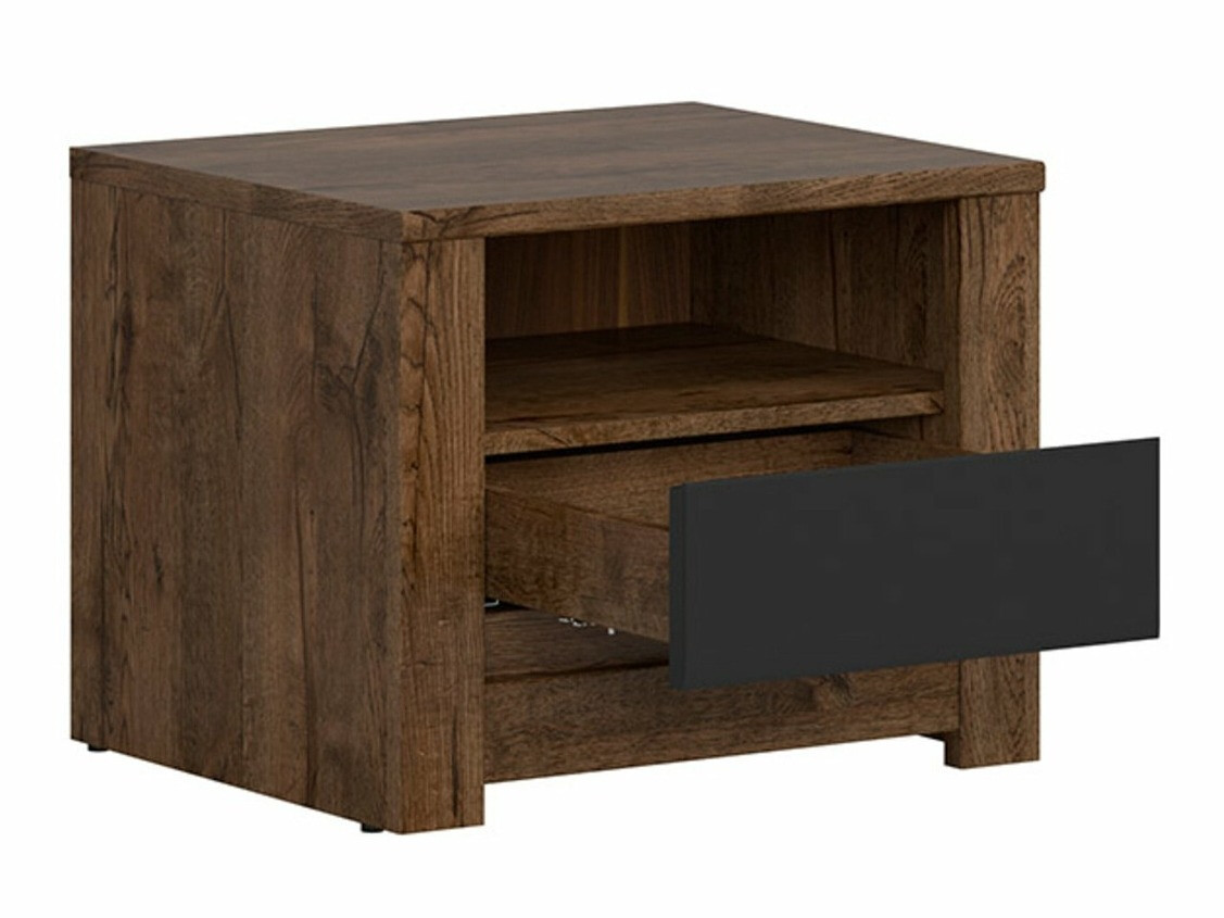 Прикроватная тумбочка Ophevaru 115 (Матовый черный + April дуб)