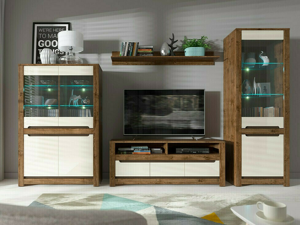 Skapis Ophevaru 102 (Spīdīgs krēms + April ozols)