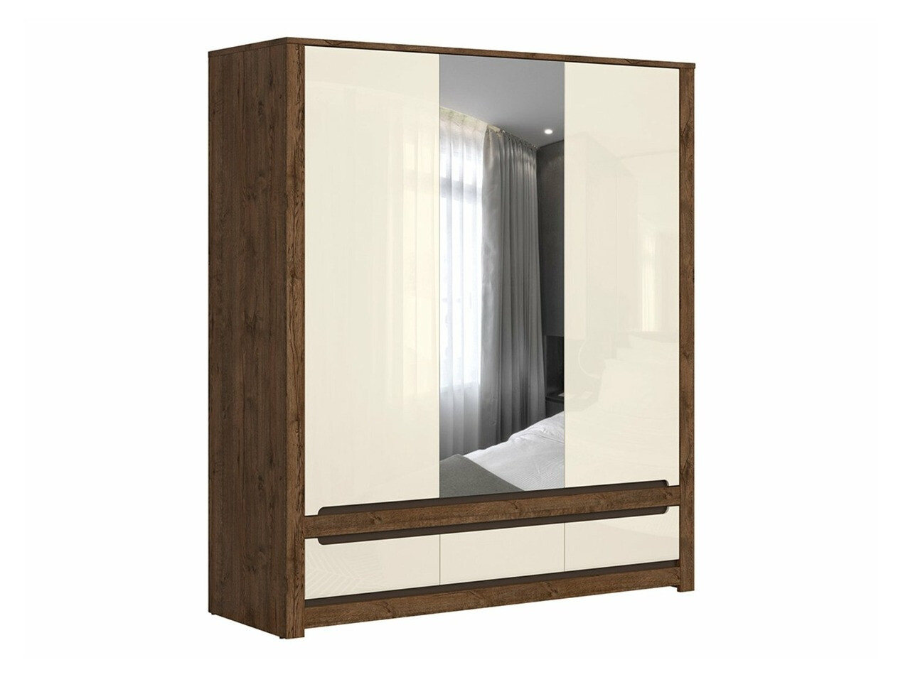 Skapis Ophevaru 114 (Spīdīgs krēms + April ozols)