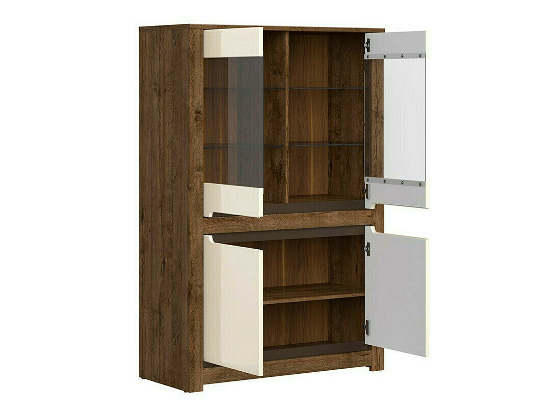 Стеллаж Ophevaru 107 (Глянцевый крем + April дуб)