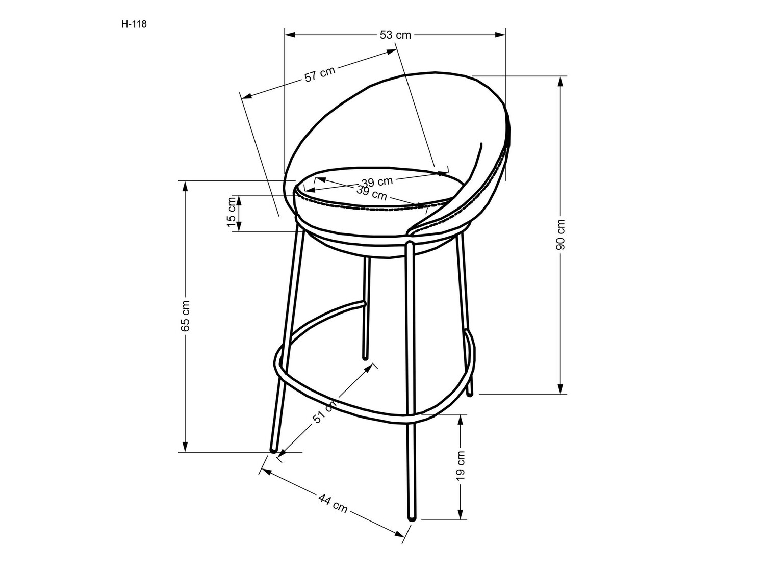 Низкий барный стул Houston 1515 (Бежевый)