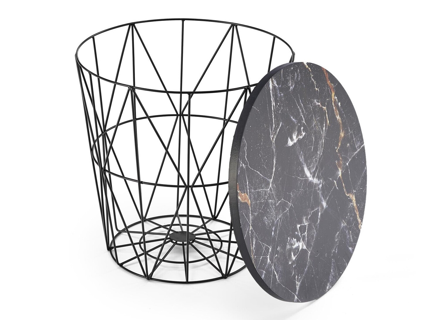 Žurnālu galdiņš Houston 1512 (Melns + Melnais marmors)