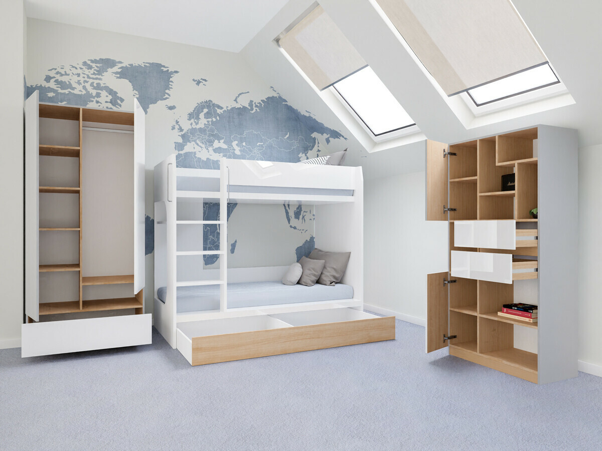 Bērnu istabas komplekts Nuevaru 119 (Glancēts balts)