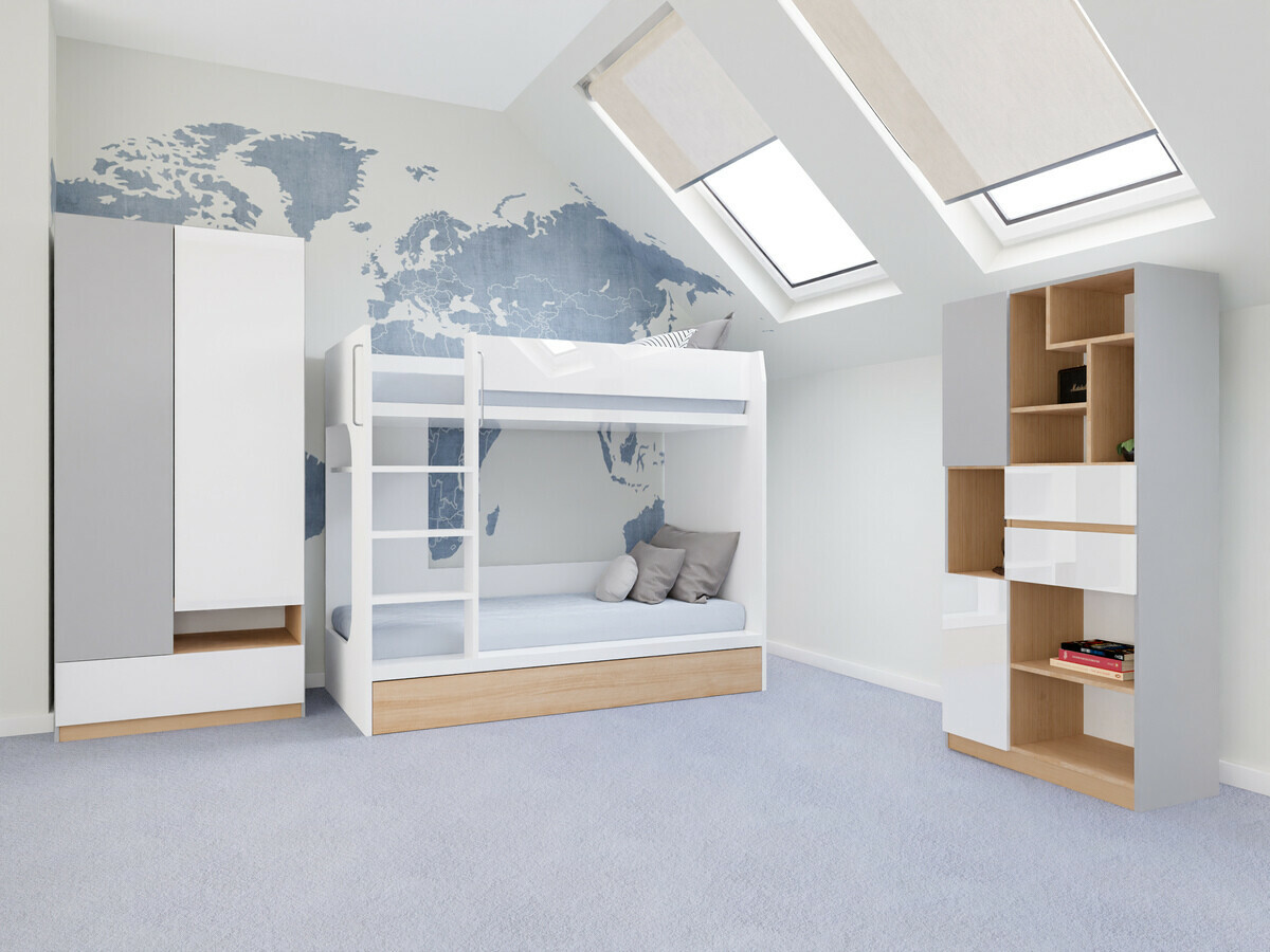 Bērnu istabas komplekts Nuevaru 119 (Glancēts balts)