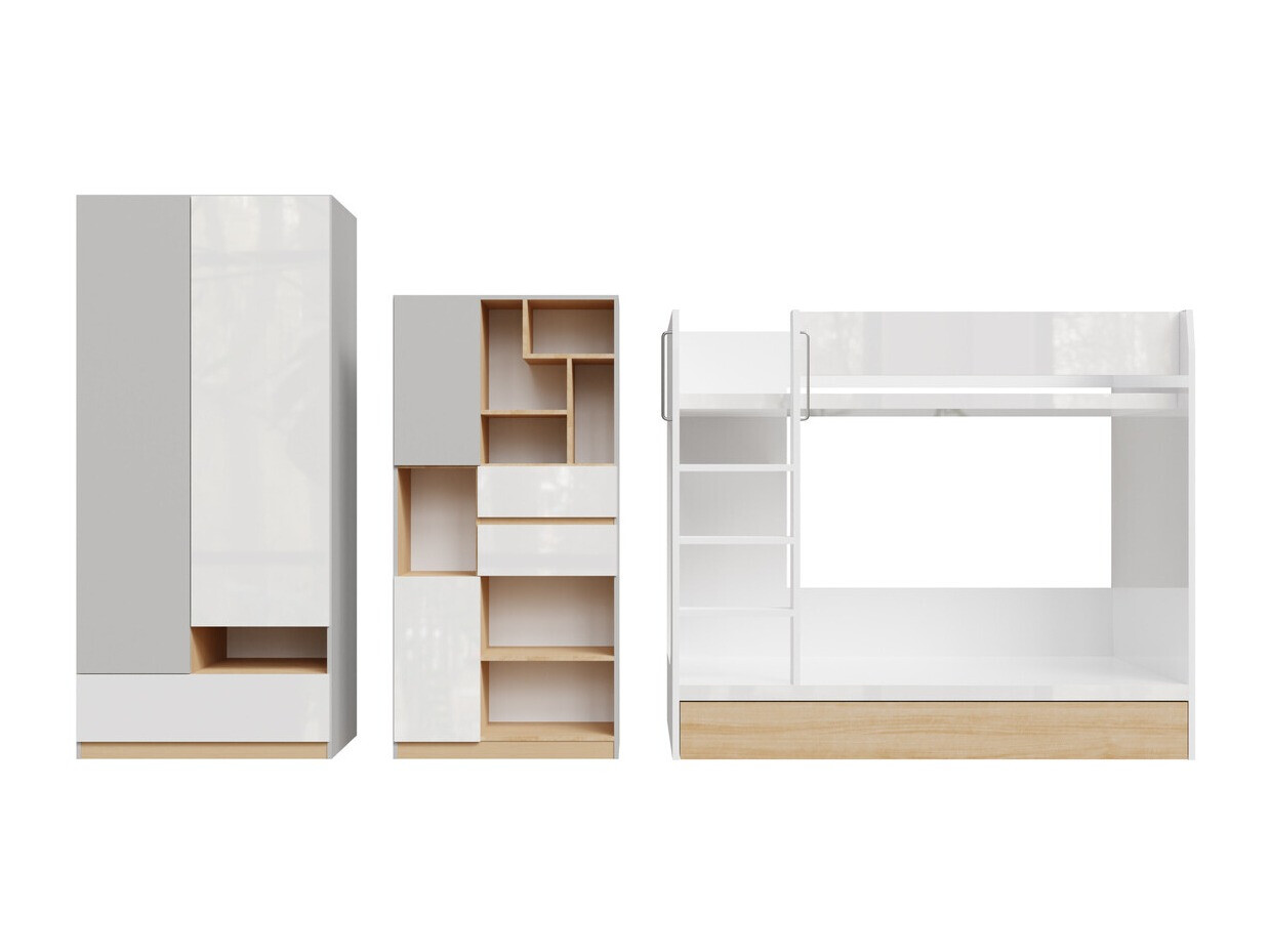 Bērnu istabas komplekts Nuevaru 119 (Glancēts balts)