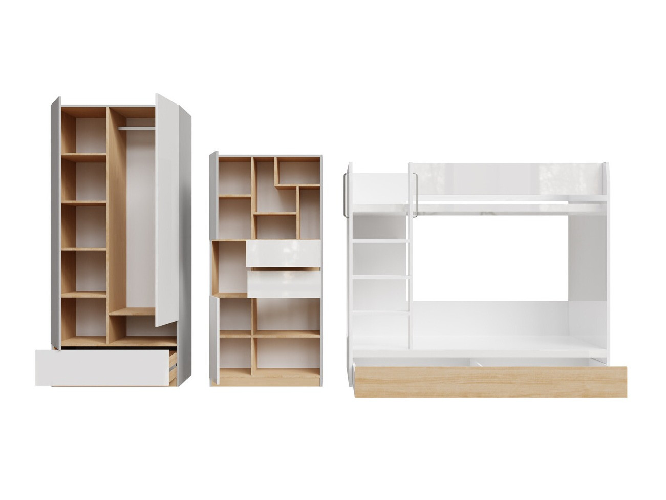 Bērnu istabas komplekts Nuevaru 119 (Glancēts balts)