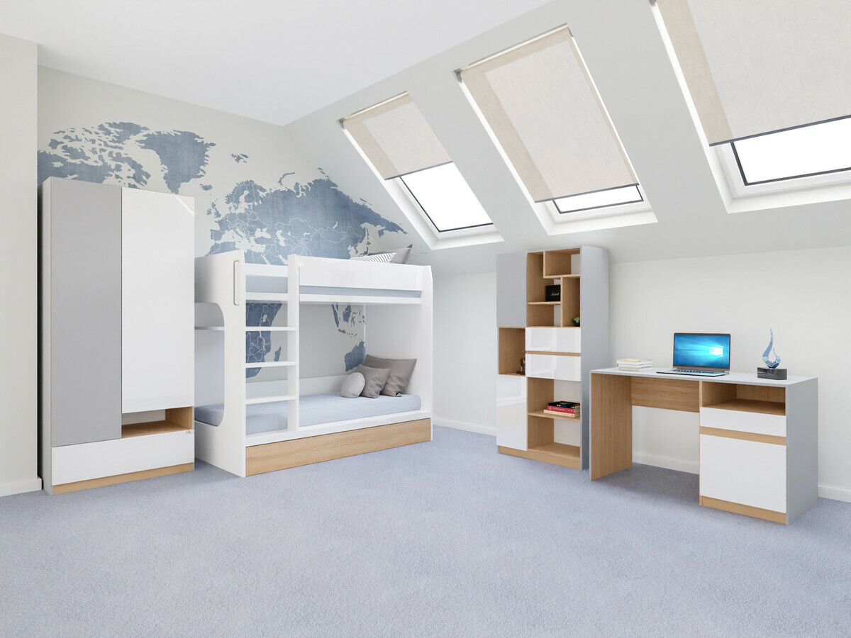 Bērnu istabas komplekts Nuevaru 119 (Glancēts balts)