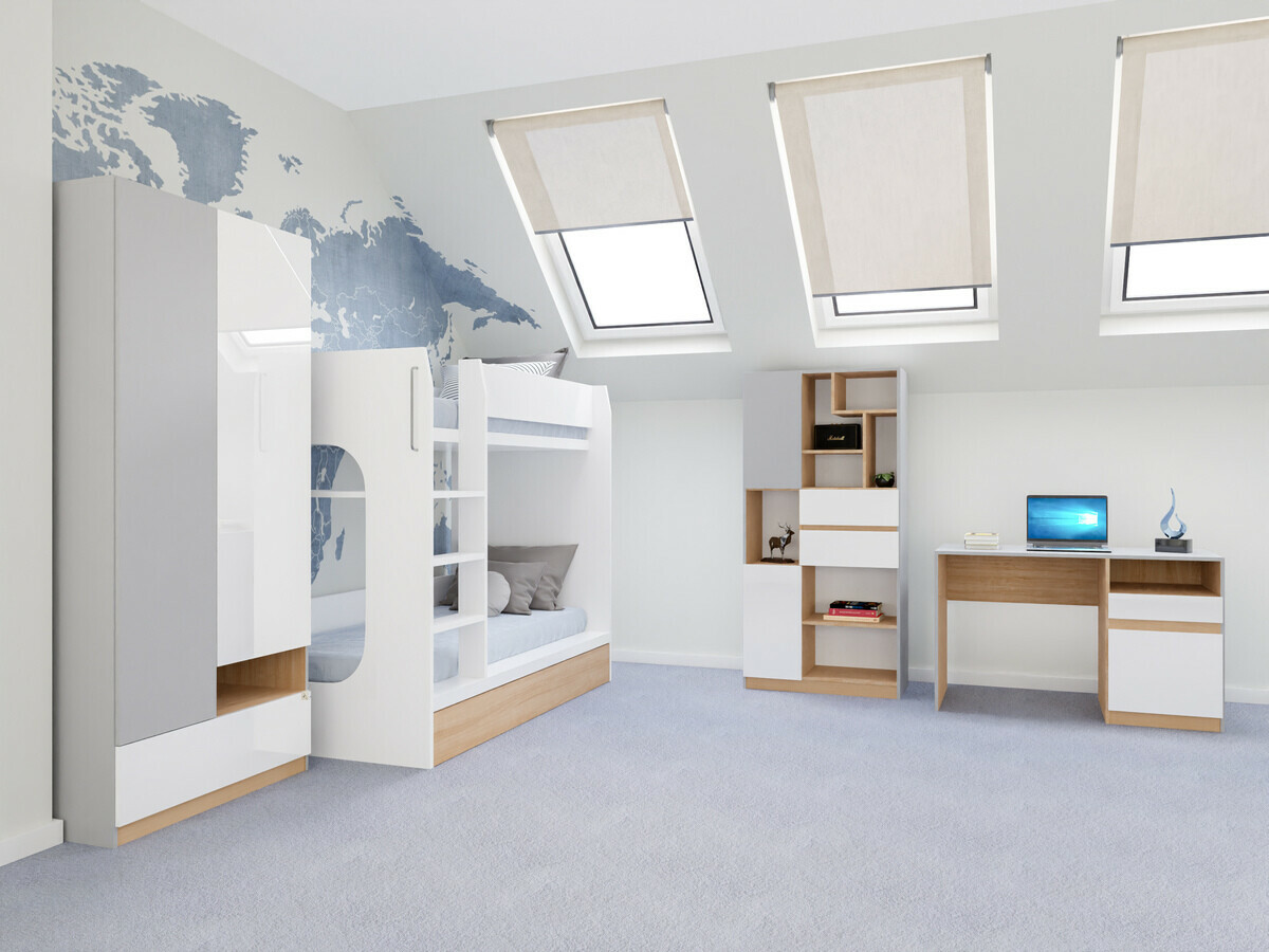 Bērnu istabas komplekts Nuevaru 119 (Glancēts balts)