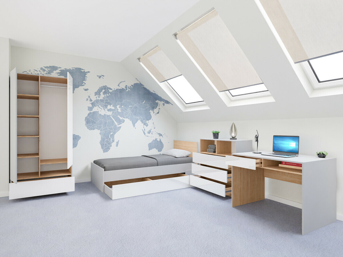 Mēbeļu komplekts Nuevaru 118 (Glancēts balts)