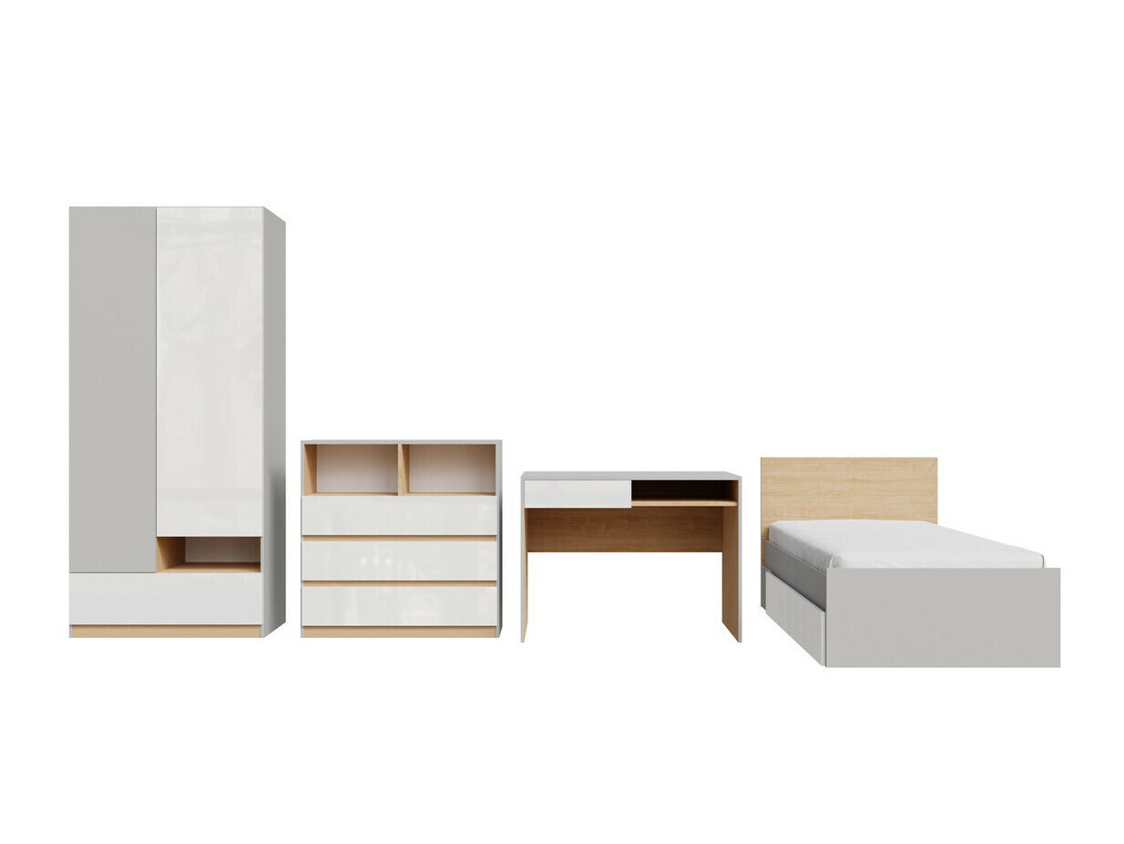 Mēbeļu komplekts Nuevaru 118 (Glancēts balts)