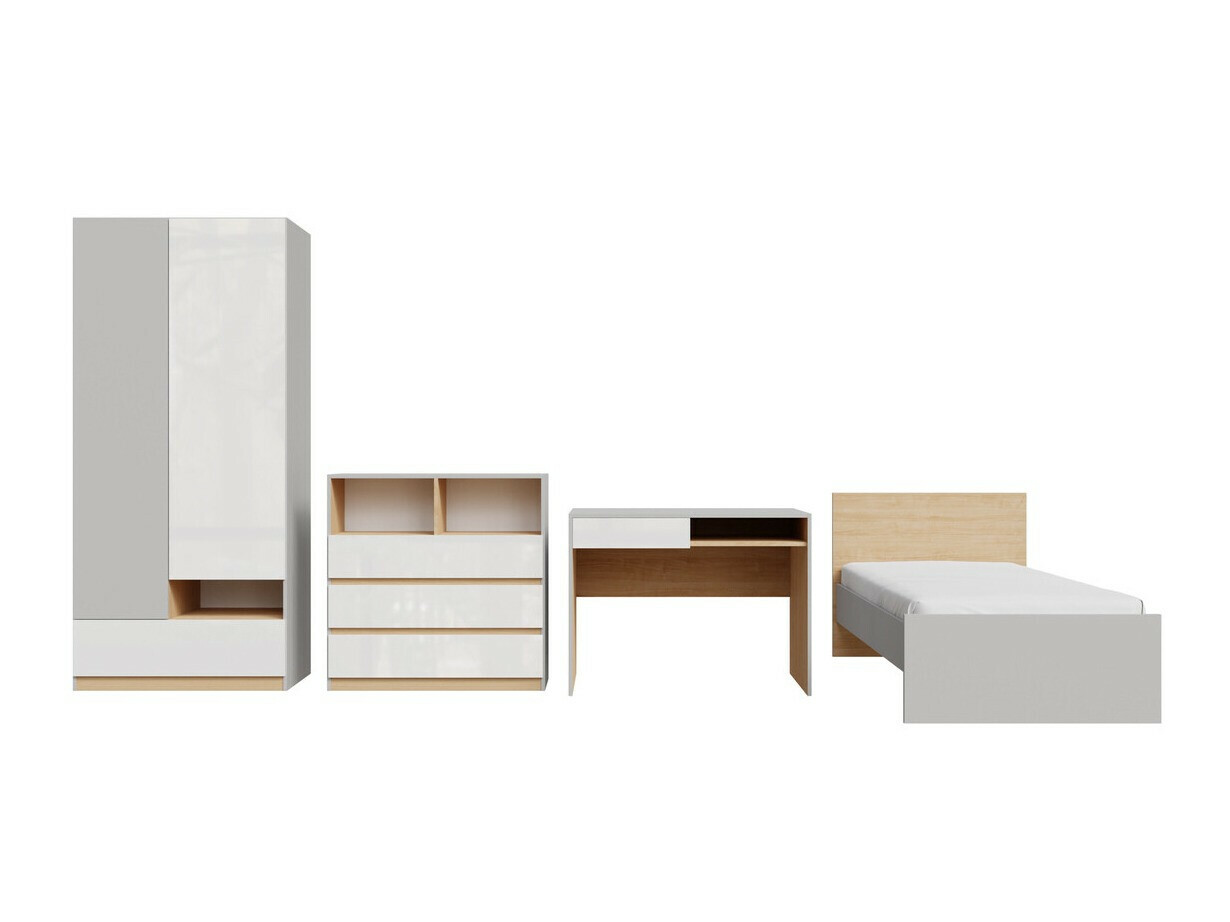 Mēbeļu komplekts Nuevaru 118 (Glancēts balts)