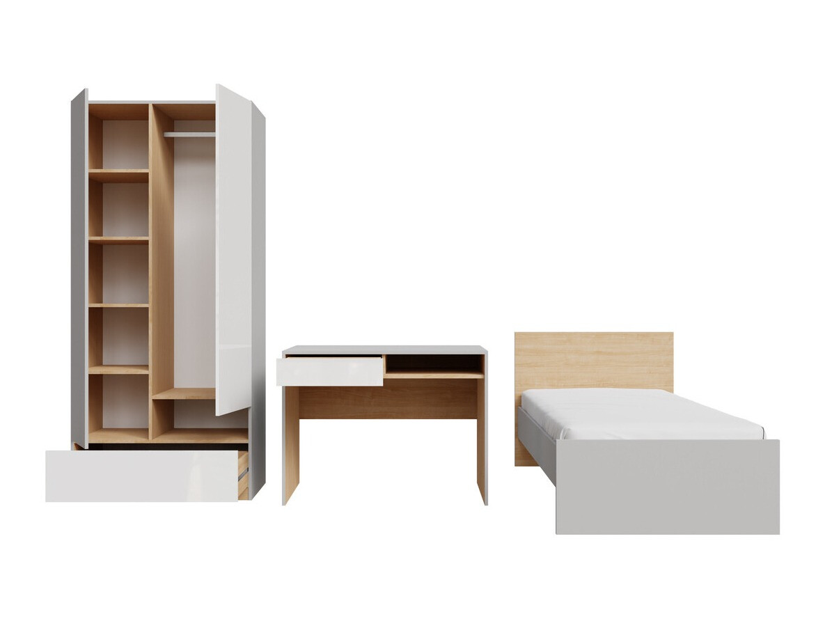 Mēbeļu komplekts Nuevaru 118 (Glancēts balts)