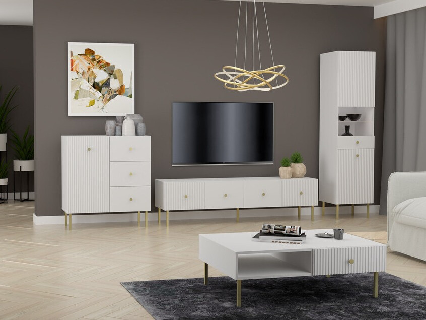 Žurnālu galdiņš Etliva 103 (Balts + Zelta)