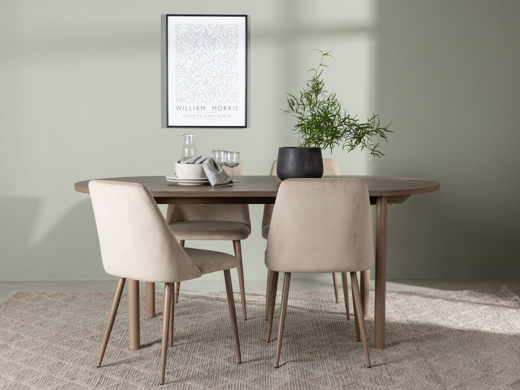 Ēdamistabas komplekts Dallas 4130 (Bēšs + Rieksts)