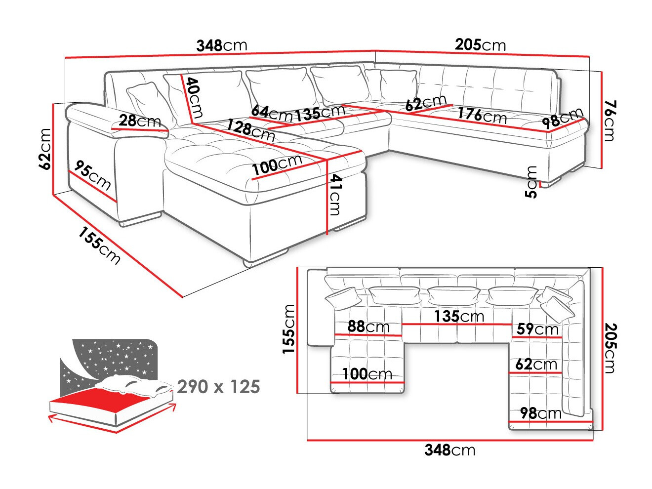 Stūra dīvāns Comfivo 128 (Labais)