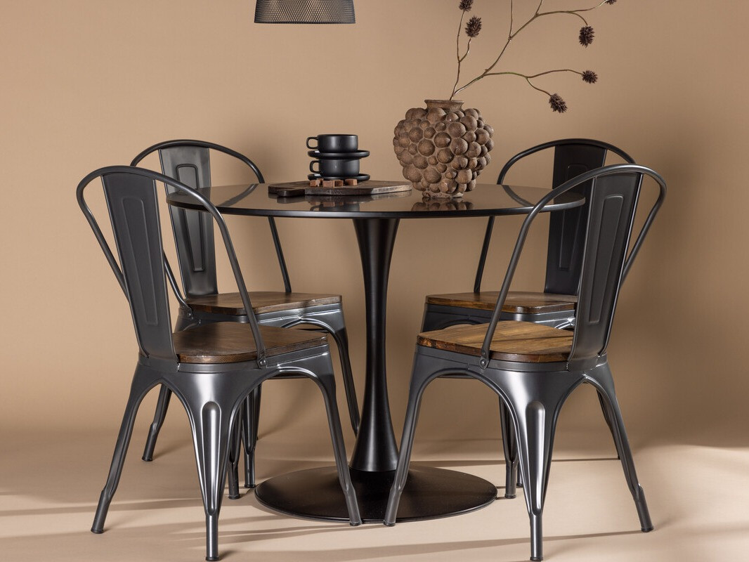 Ēdamistabas komplekts Dallas 4170 (Melns + Brūns)