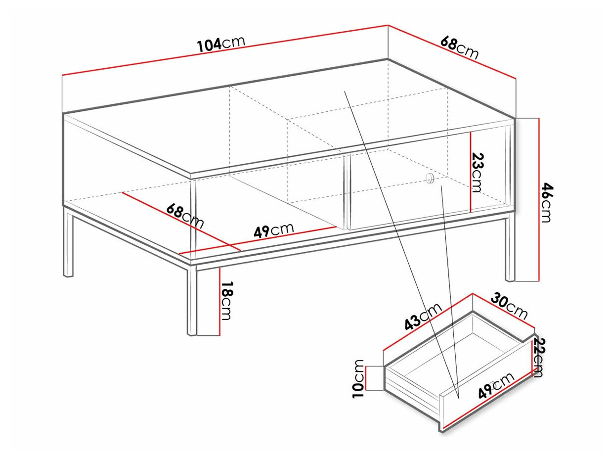 Žurnālu galdiņš Romveri 105 (Balts)