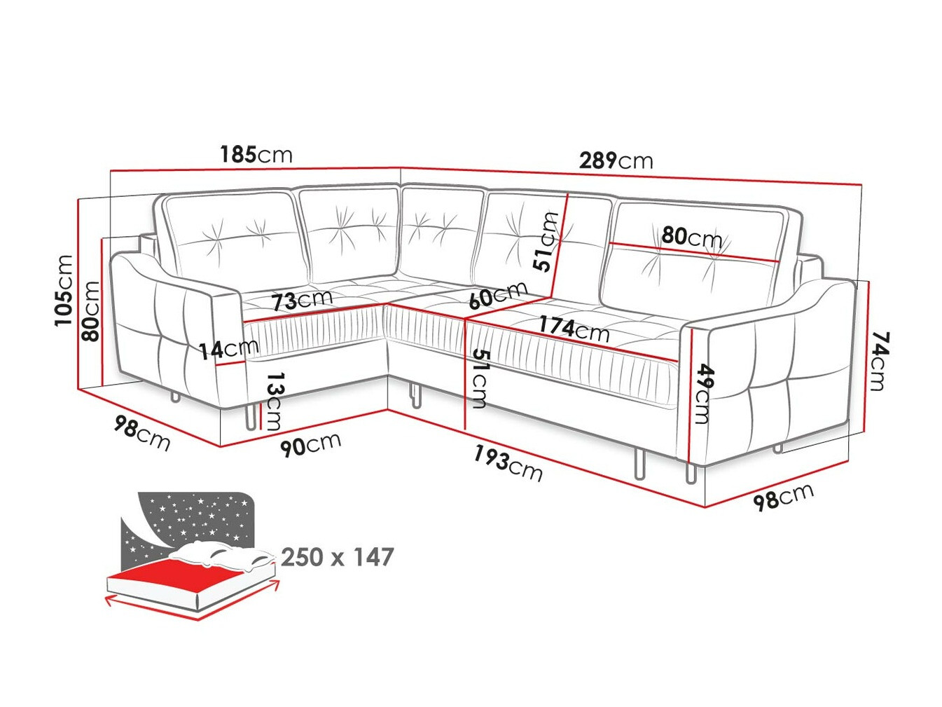 Stūra dīvāns Kingsport 115 (Paros 2)