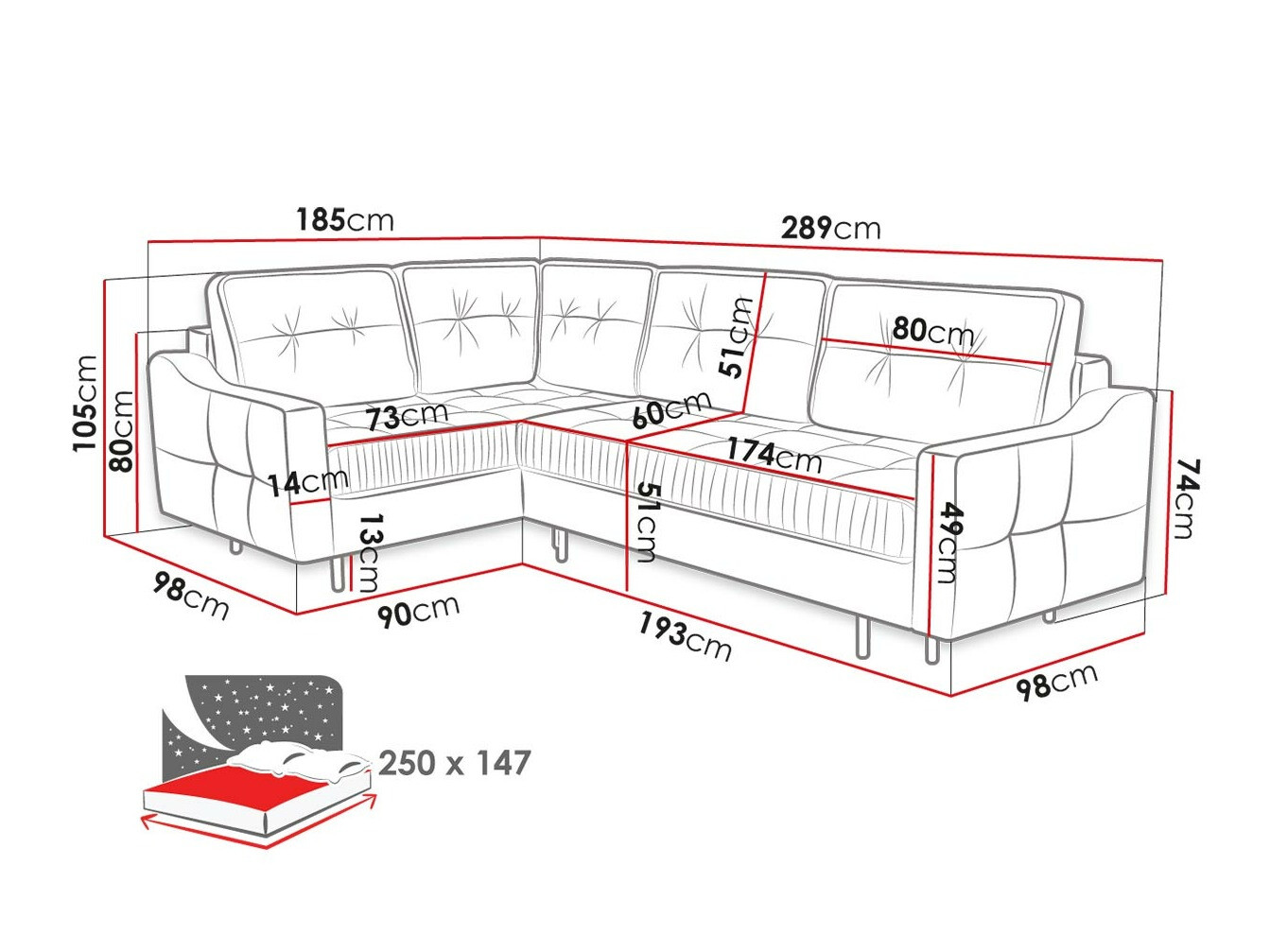 Stūra dīvāns Kingsport 115 (Paros 2)