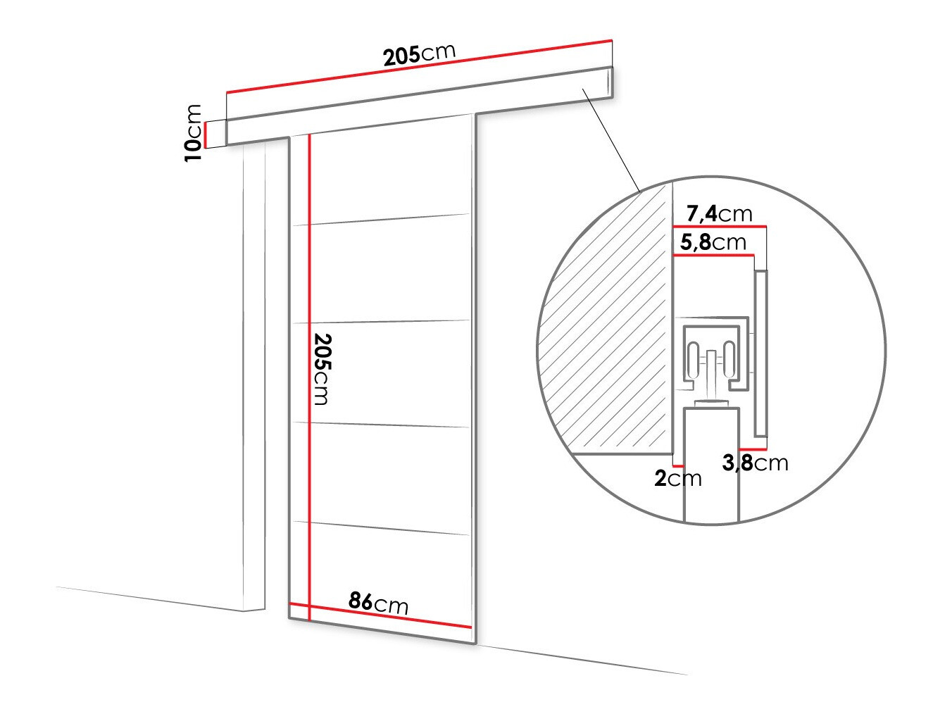 Bīdāmas durvis Closico 170 (Balts)