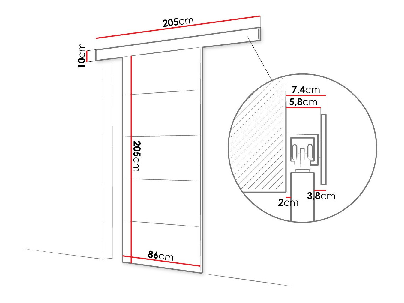 Bīdāmas durvis Closico 170 (Brūns)