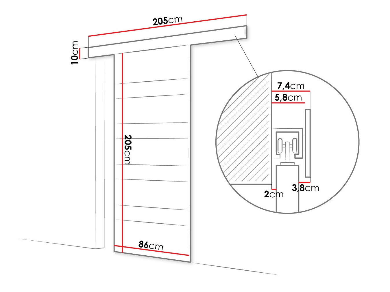 Bīdāmas durvis Closico 173 (Balts + Melns)