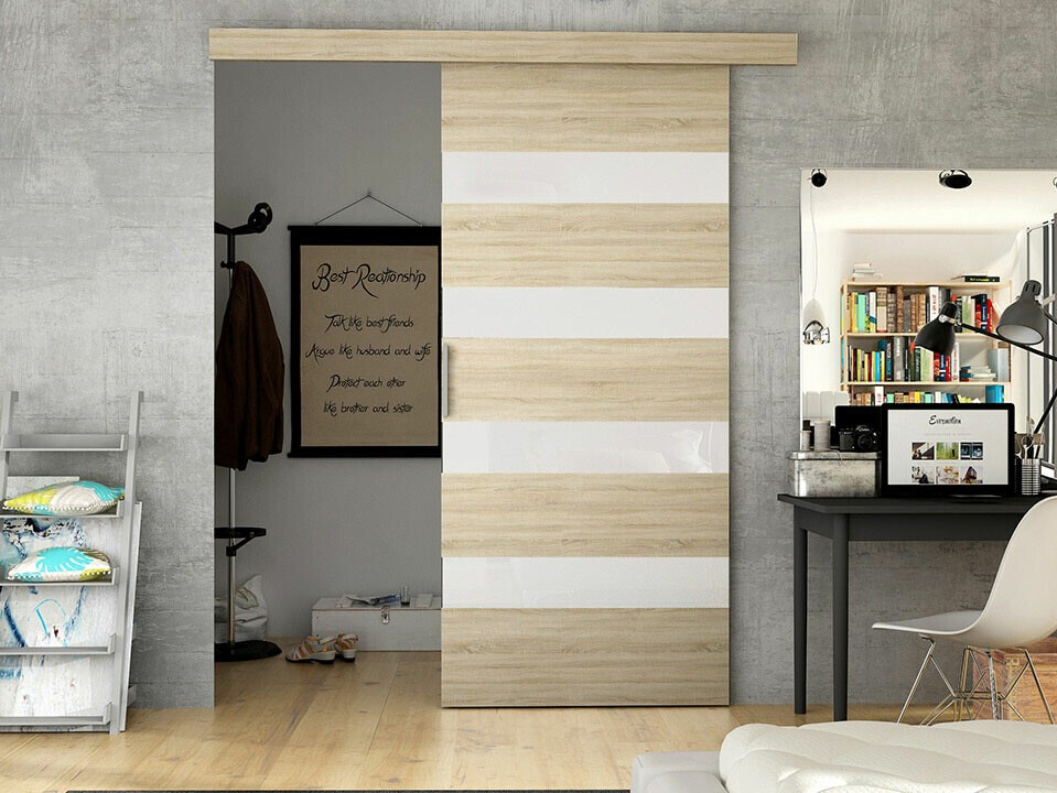 Bīdāmas durvis Closico 173 (Sonomas ozols + Balts)