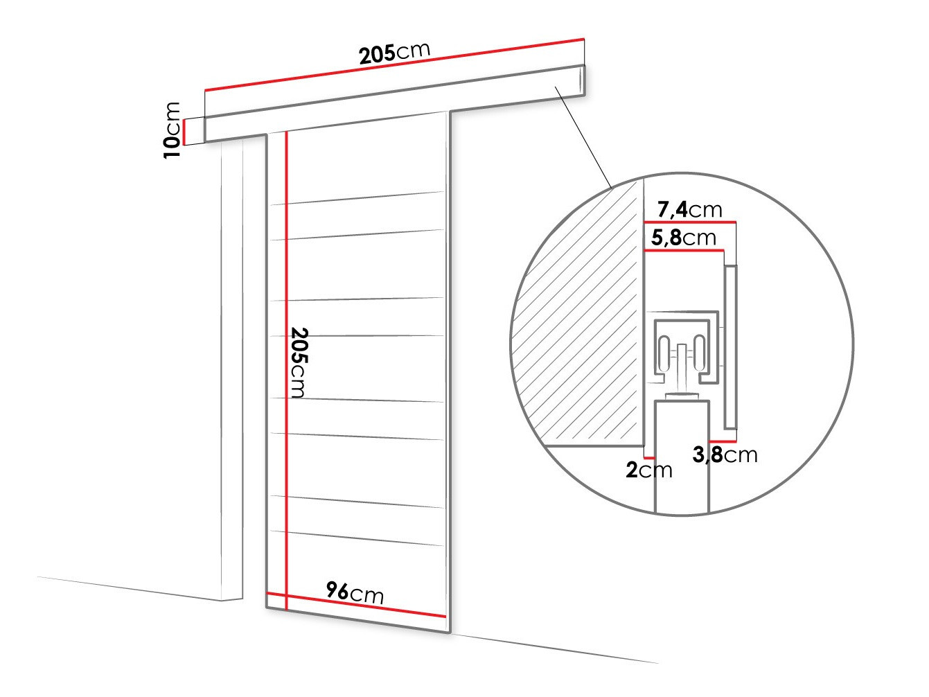 Bīdāmas durvis Closico Portalis V (Balts)