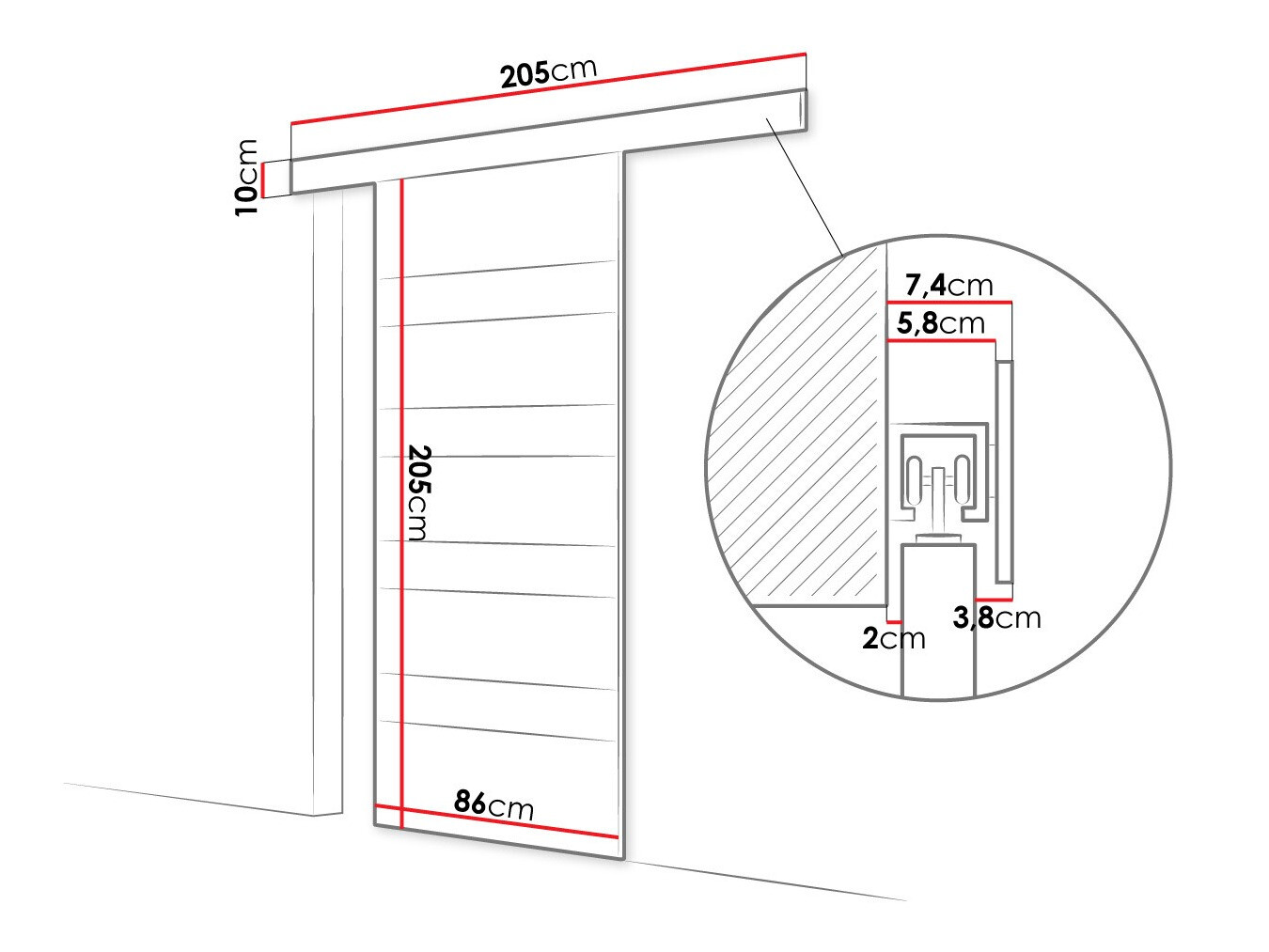 Раздвижные двери Closico 173 (Сонома Дуб + Чёрный)