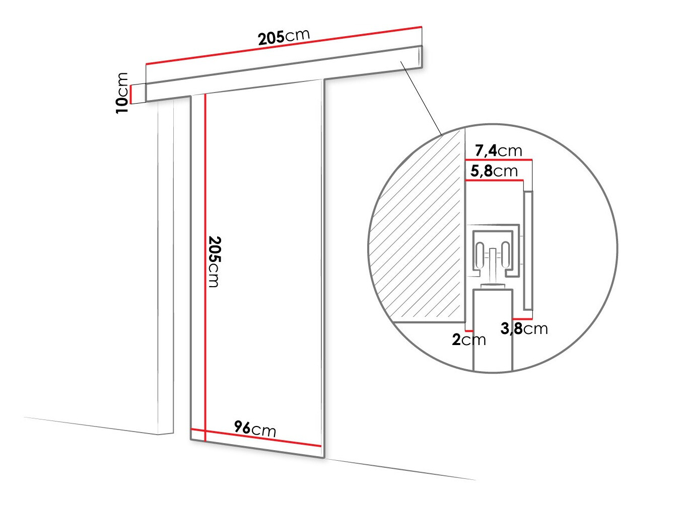 Bīdāmas durvis Closico Portalis II (Balts)