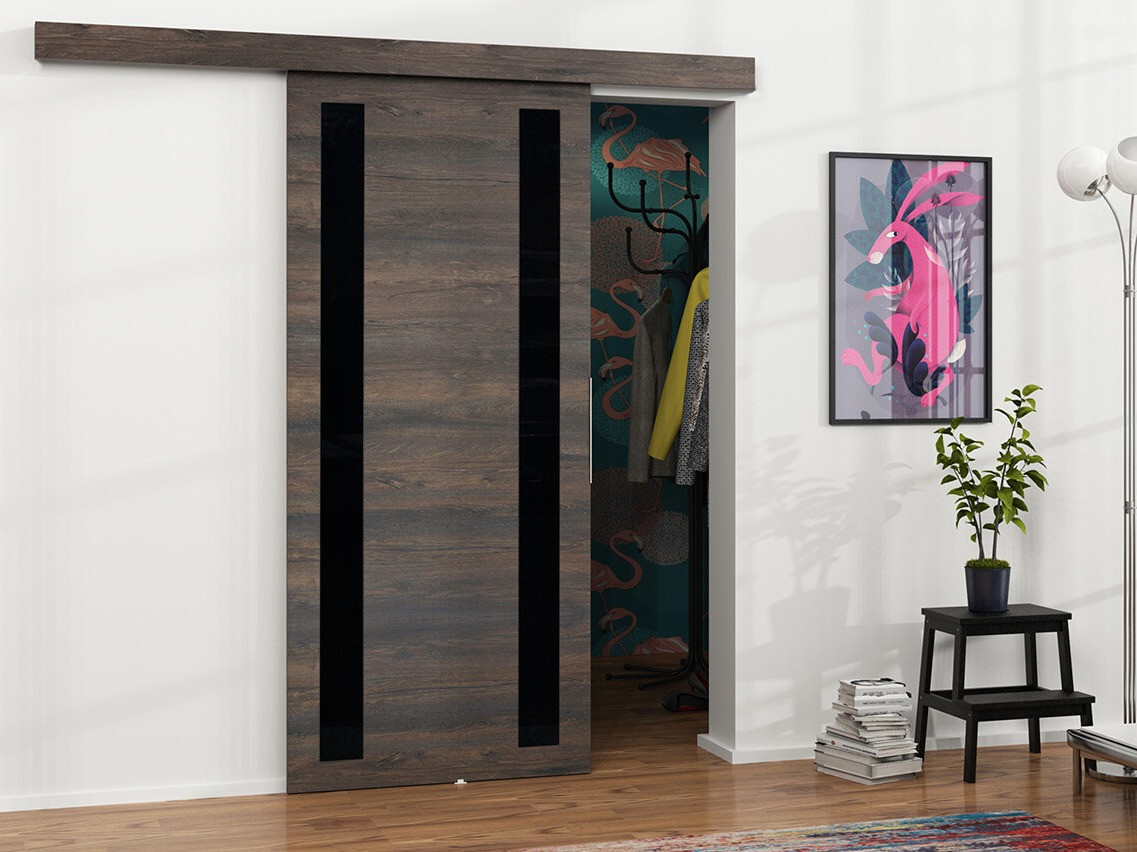 Bīdāmas durvis Dover 121 (Tumši pelni + Melns)