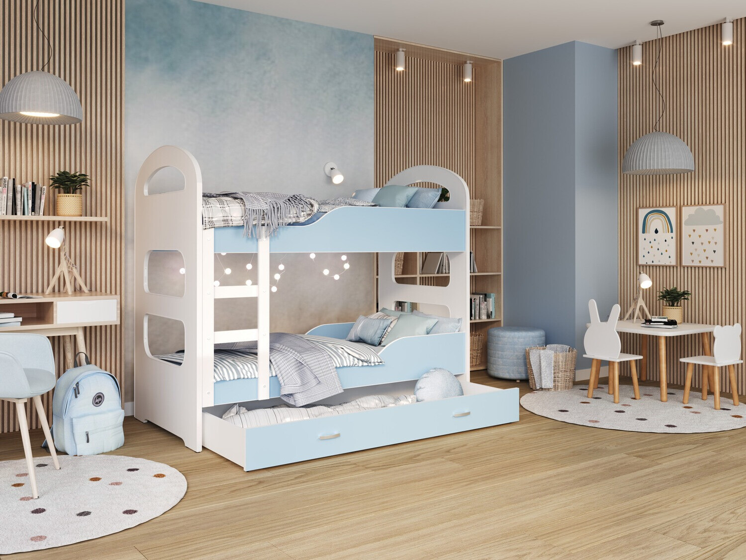 Divstāvu gulta Aurora 114 (Zils)