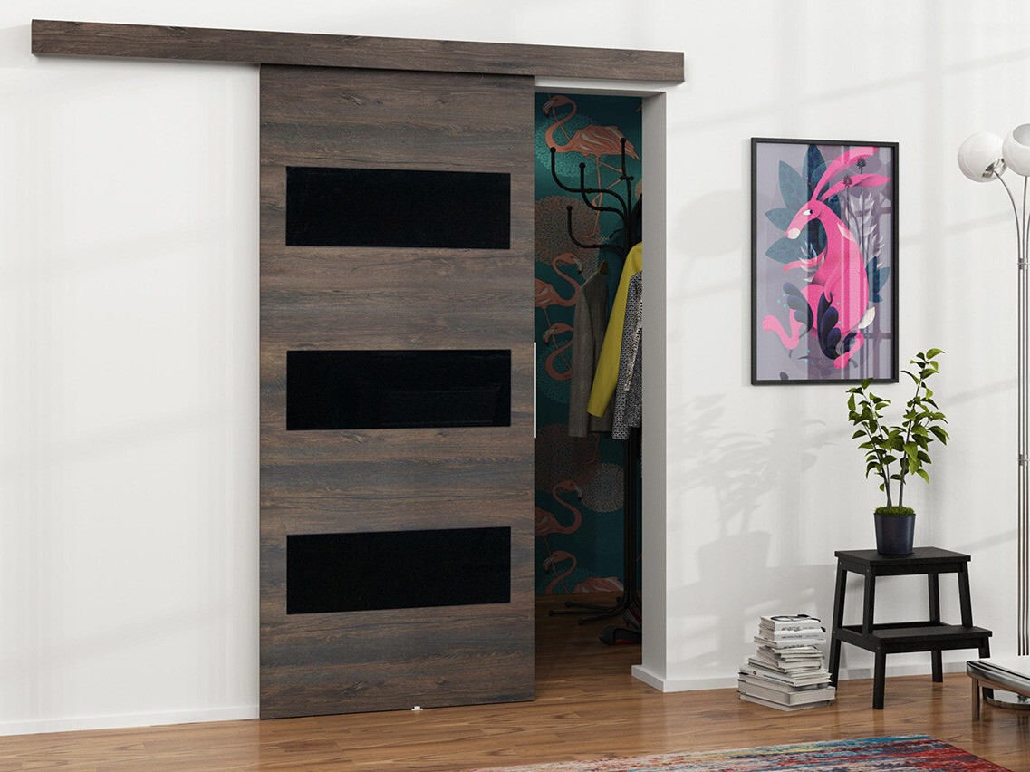 Bīdāmas durvis Dover 135 (Tumši pelni + Melns)