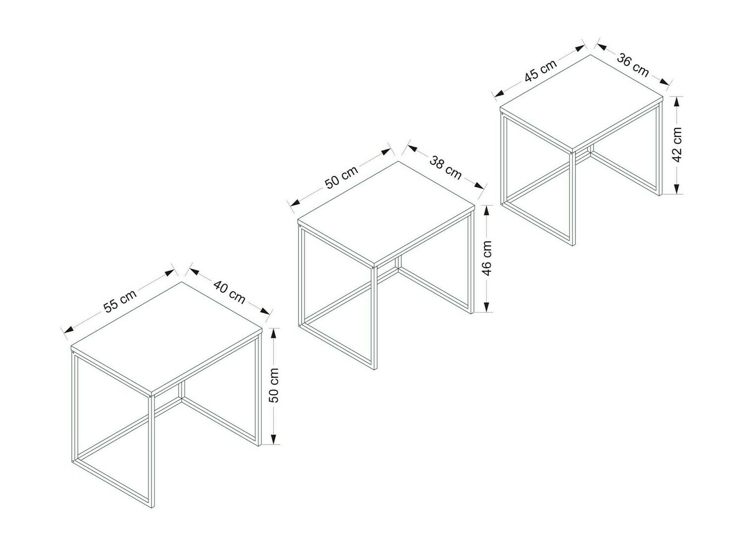 Žurnālu galdiņu komplekts Kailua 112 (Rieksts + Melns)