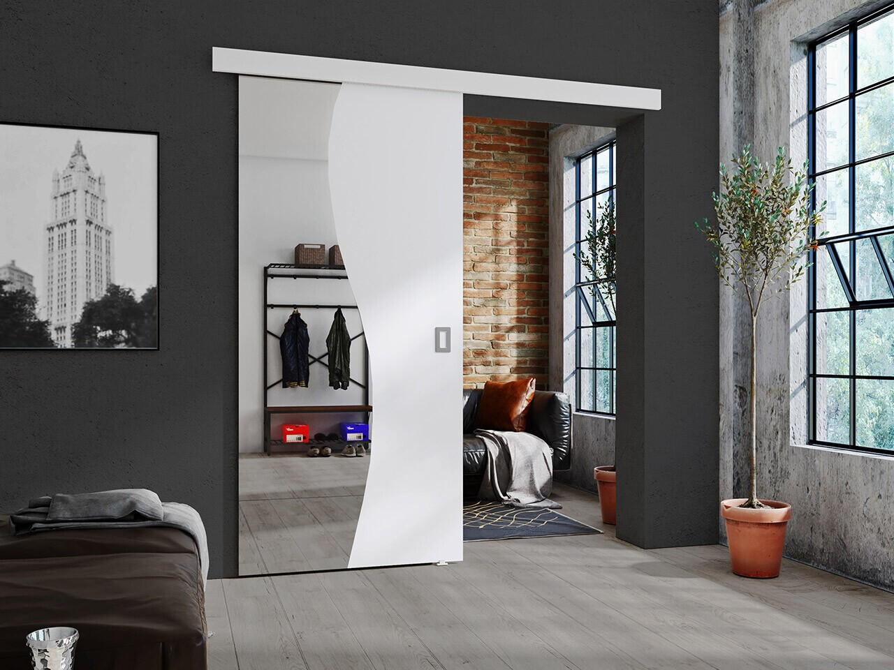 Bīdāmas durvis Dover 150 (Balts)