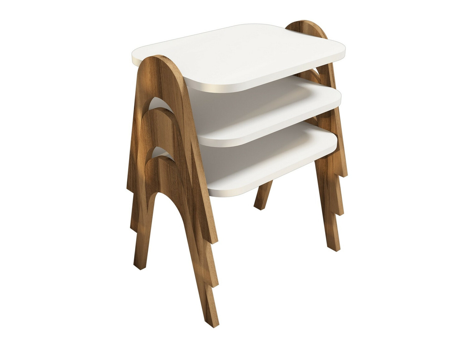 Kafijas galdiņu komplekts Kailua 1621 (Rieksts + Balts)