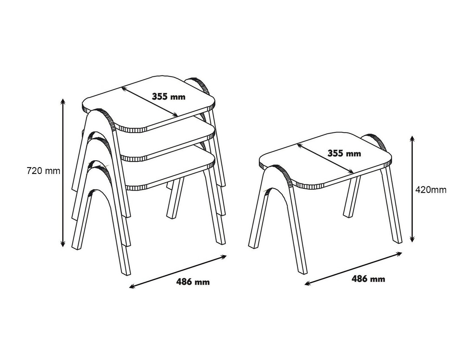 Kafijas galdiņu komplekts Kailua 1621 (Rieksts + Balts)