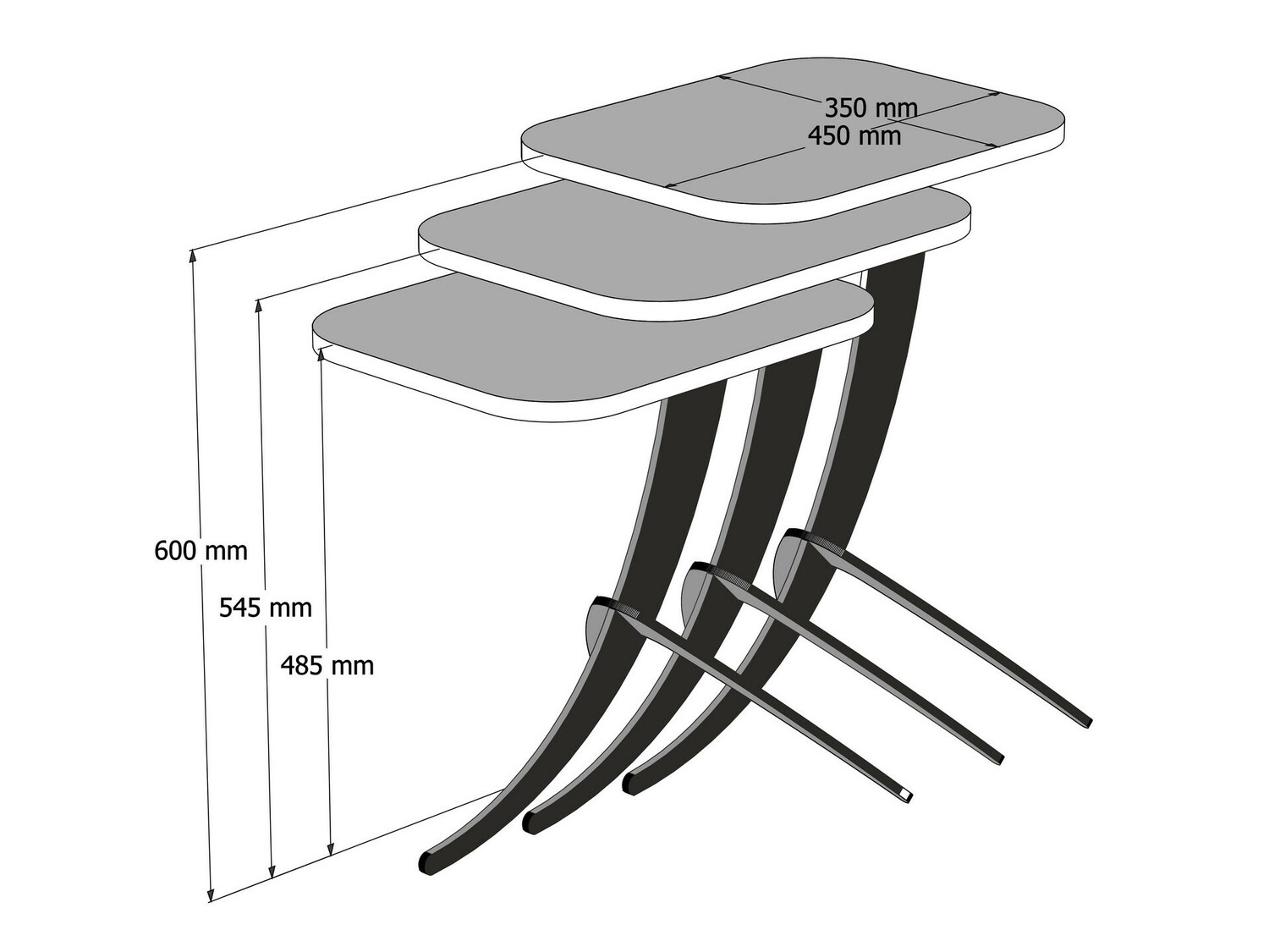 Kafijas galdiņu komplekts Kailua 1622 (Balts marmors + Melns)