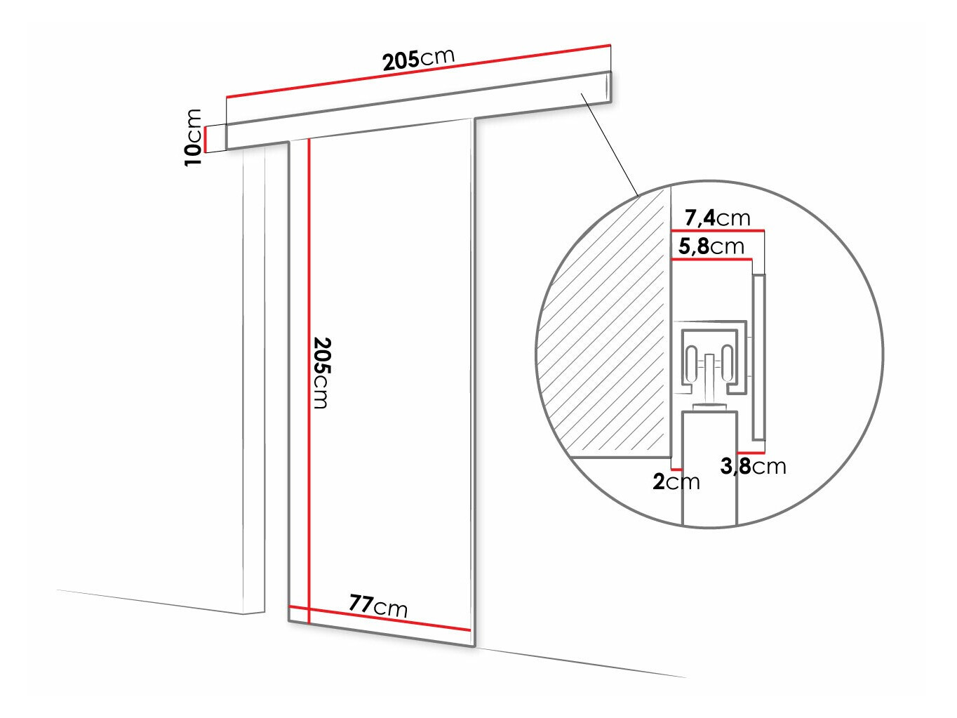 Bīdāmas durvis Closico 179 (Artisan ozols + Balts)