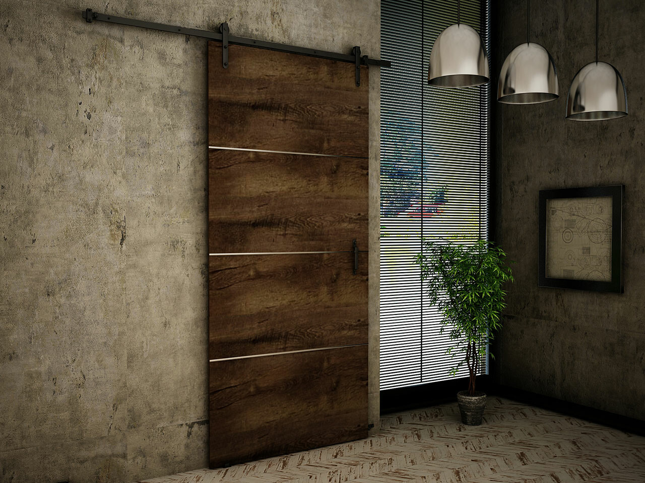 Bīdāmas durvis Dover 155 (Tumši pelni)