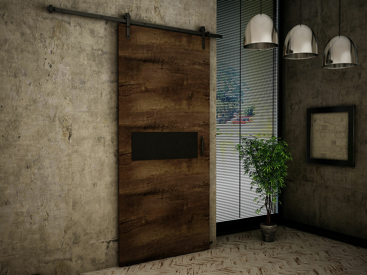 Bīdāmas durvis Dover 157 (Tumši pelni + Melns)